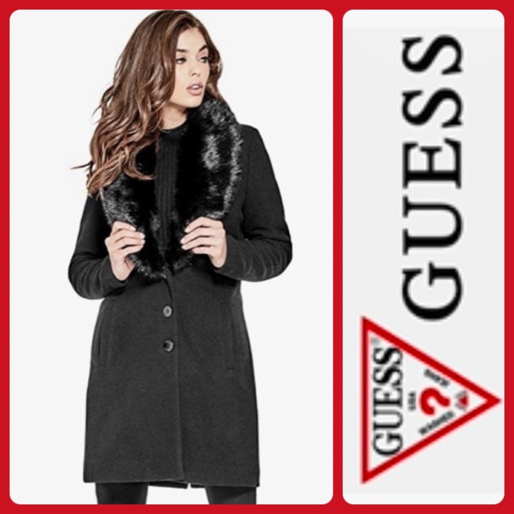 NWT Guess Kelea Duster Faux-Fur medium - Picture 1 of 8